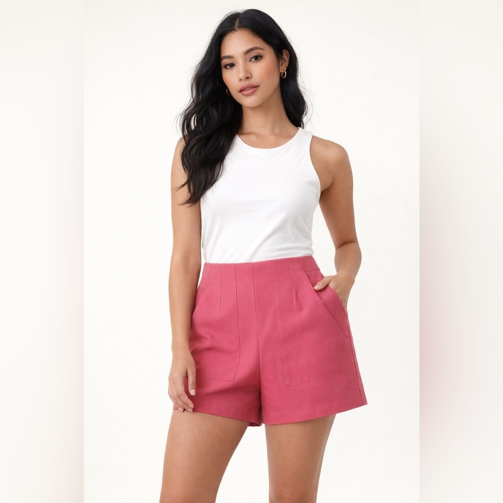 Sincerely Jules Pink Tailored Shorts L Balletcore Quiet Luxury Euro Summer Y2K